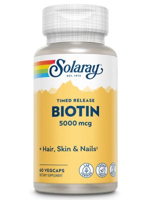 solaray Биотин, замедленного высвобождения, 5000 мкг, 60 вегетарианских капсул