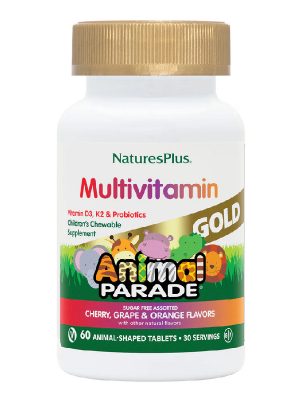 БАД «Парад Зверят. Детский мультивитаминный комплекс «ГОЛД Мульти» со вкусами вишни, апельсина, винограда» («Animal Parade® GOLD Multi – Assorted Flavors»), 60 жевательных таблеток