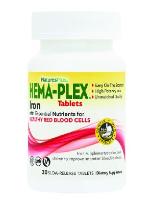 БАД «Нейчэс Плас Железо ХЕМА-ПЛЕКС Таблетки» («Nature’s Plus Iron HEMA-PLEX Tablets»), 30 таблеток
