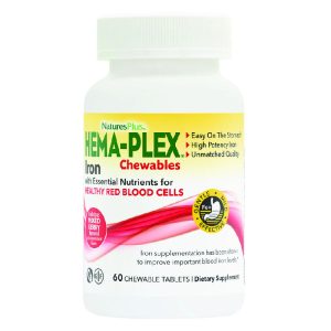 БАД «Нейчэс Плас Железо ХЕМА-ПЛЕКС Жевательные таблетки» («Nature’s Plus Iron HEMA-PLEX Chewable»), 60 жевательных таблеток