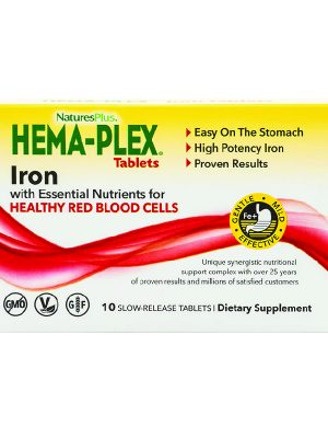 БАД «Нейчэс Плас Железо ХЕМА-ПЛЕКС Таблетки» («Nature’s Plus Iron HEMA-PLEX Tablets»), 10 таблеток
