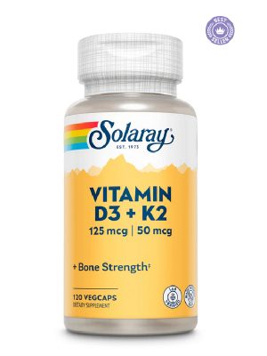 БАД «Соларей Витамин Д3 + K2», 60 («Solaray Vitamin D3 + K2»), 120 капсул