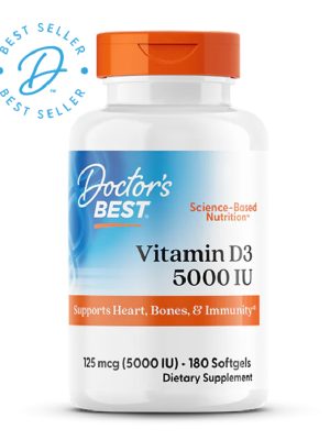 БАД «Докторс Бест Витамин Д3 5000 УЕ» («Doctor’s Best Vitamin D3 (5,000 IU)»), 180 капсул
