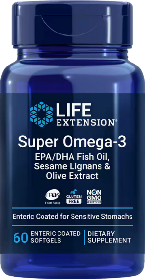 БАД «Лайф Экстеншн Супер Омега-3», 60 мягких капсул с кишечно-растворимым покрытием