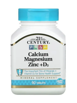 БАД «21-й Век Кальций, Магний, Цинк+Д3», 90 таблеток