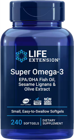 БАД «Лайф Экстеншн Супер Омега-3», 240 мягких капсул с кишечно-растворимым покрытием