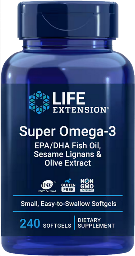 БАД «Лайф Экстеншн Супер Омега-3», 240 мягких капсул с кишечно-растворимым покрытием