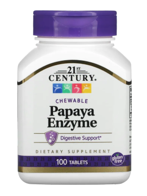 БАД «21-й Век Папайя Энзим Жевательные», 100 таблеток