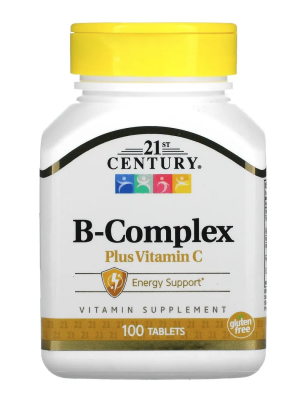 БАД «21-й Век Витамин B-Комплекс плюс Витамин С», 100 таблеток